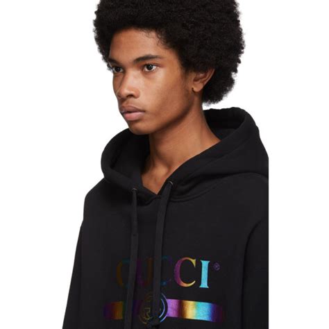 gucci black rainbow hoodie|gucci hoodie reflective.